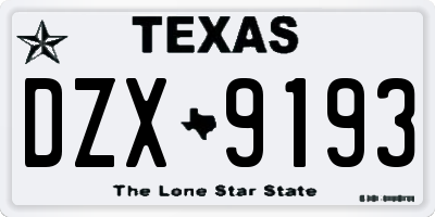 TX license plate DZX9193