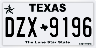 TX license plate DZX9196