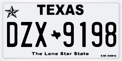 TX license plate DZX9198