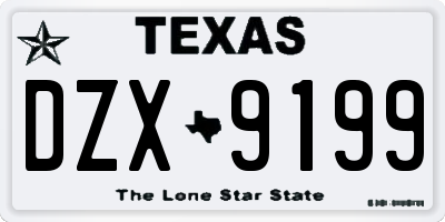TX license plate DZX9199