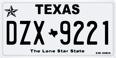 TX license plate DZX9221
