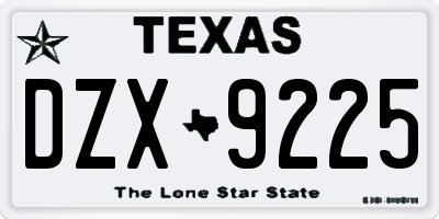 TX license plate DZX9225