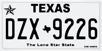 TX license plate DZX9226