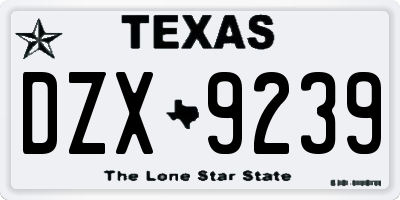 TX license plate DZX9239