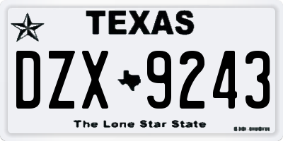 TX license plate DZX9243