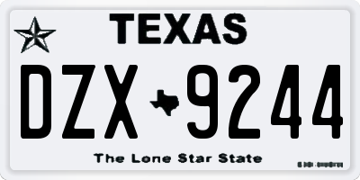 TX license plate DZX9244