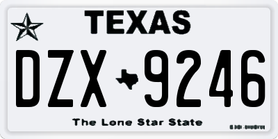 TX license plate DZX9246