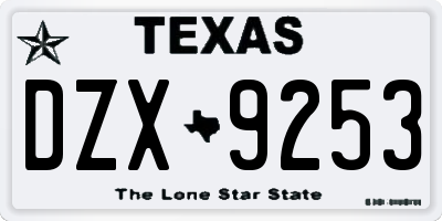 TX license plate DZX9253