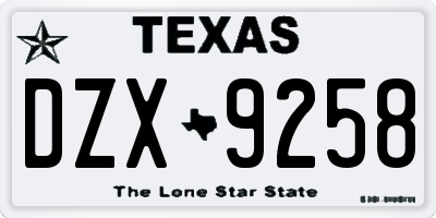 TX license plate DZX9258