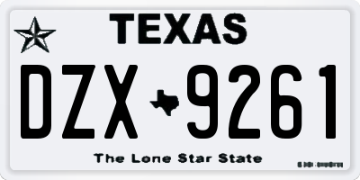 TX license plate DZX9261