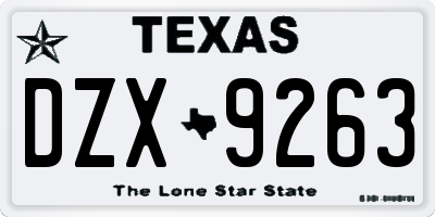 TX license plate DZX9263