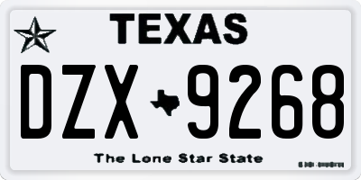 TX license plate DZX9268