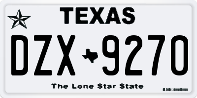 TX license plate DZX9270