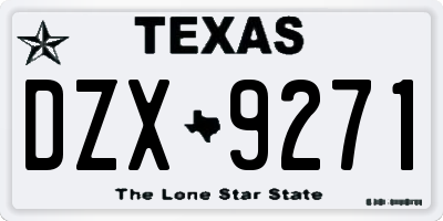 TX license plate DZX9271