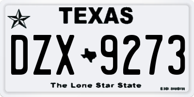 TX license plate DZX9273
