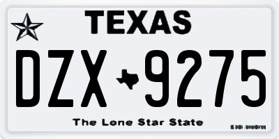 TX license plate DZX9275