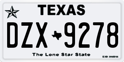 TX license plate DZX9278