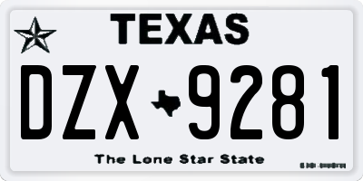 TX license plate DZX9281