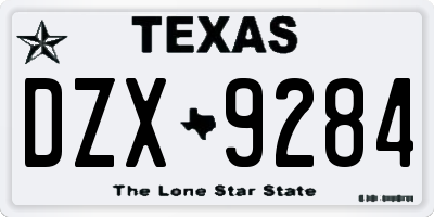TX license plate DZX9284