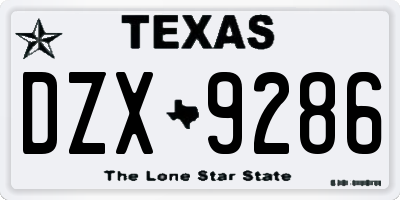 TX license plate DZX9286