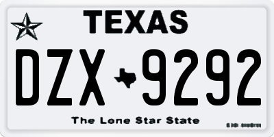 TX license plate DZX9292