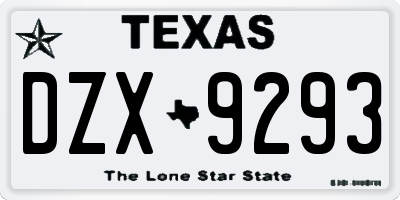 TX license plate DZX9293