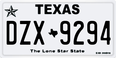 TX license plate DZX9294