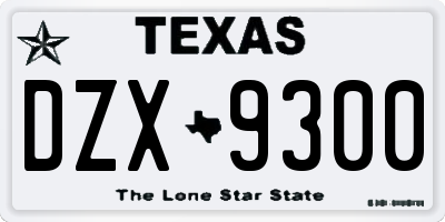 TX license plate DZX9300