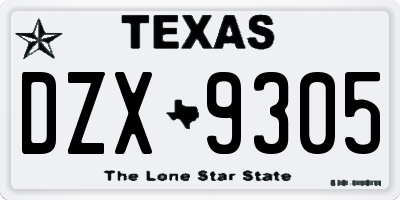 TX license plate DZX9305