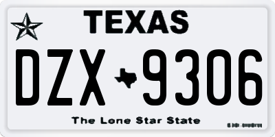 TX license plate DZX9306