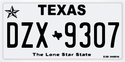 TX license plate DZX9307