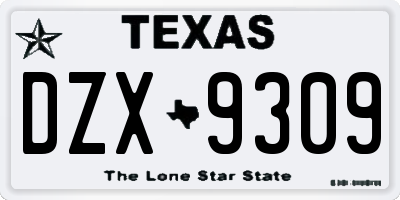 TX license plate DZX9309