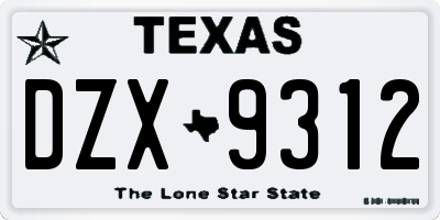 TX license plate DZX9312