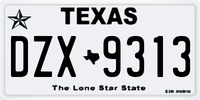 TX license plate DZX9313