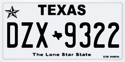 TX license plate DZX9322