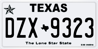 TX license plate DZX9323