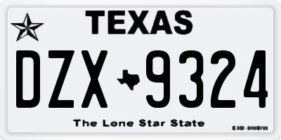 TX license plate DZX9324