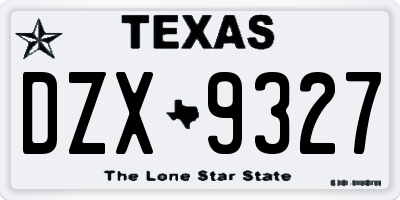 TX license plate DZX9327