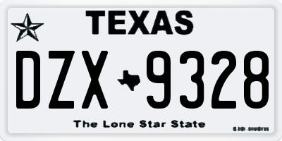 TX license plate DZX9328