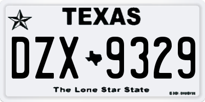 TX license plate DZX9329