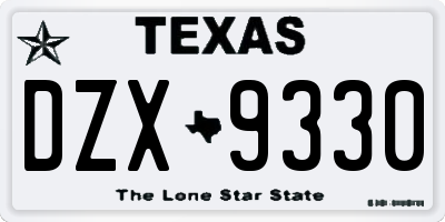 TX license plate DZX9330