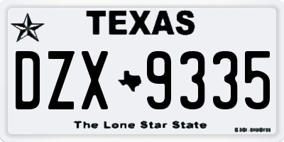 TX license plate DZX9335