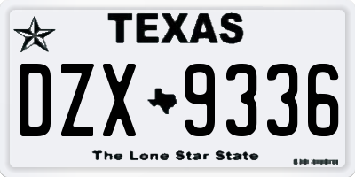 TX license plate DZX9336