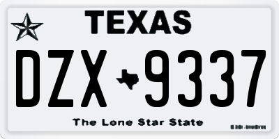 TX license plate DZX9337