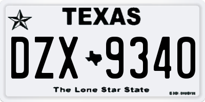 TX license plate DZX9340