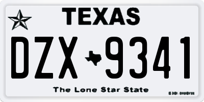 TX license plate DZX9341