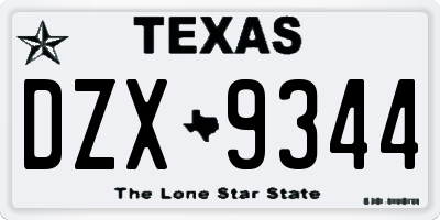 TX license plate DZX9344