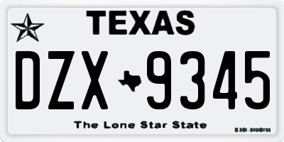 TX license plate DZX9345