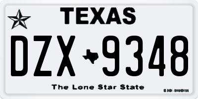 TX license plate DZX9348