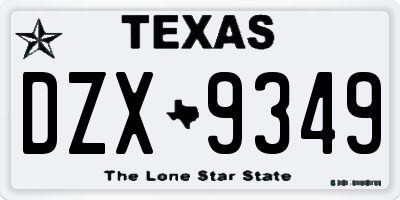 TX license plate DZX9349